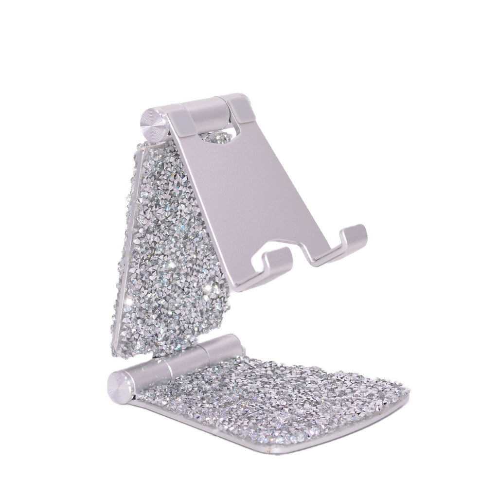 Bling Cell Phone Stand, Adjustable Phone Holder Cradle, Fully Collapsible / Foldable for Easy Transport. Rhinestone Flak Glitz